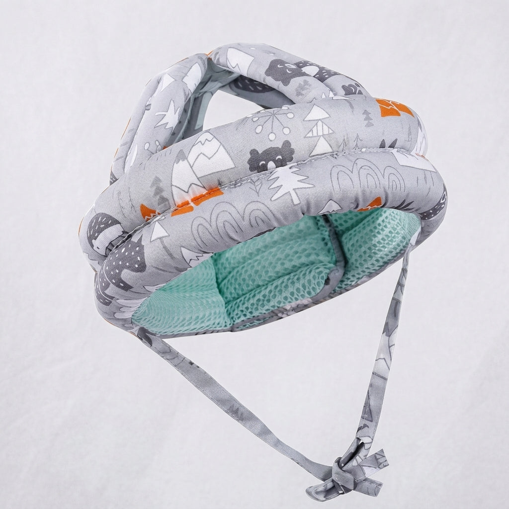 BoingHat baby safety helmet in Woodland Grey with breathable mesh lining